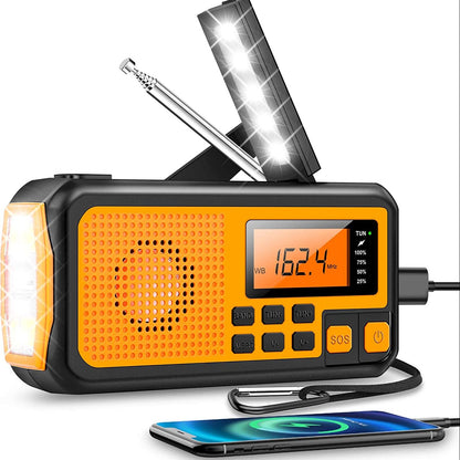 Radio Emergenza Solare 4000mAh con Manovella - Display Digitale, Power Bank e Torcia LED