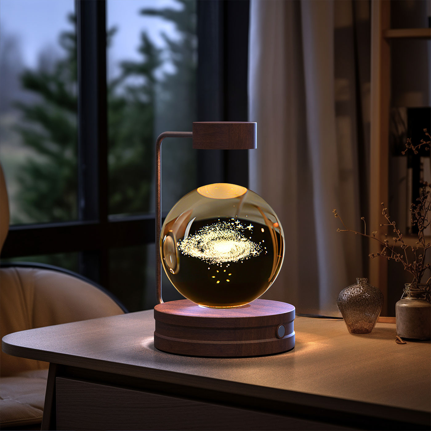 Lampada Notturna Sfera Cristallo 3D - Luce LED USB Decorativa da Comodino