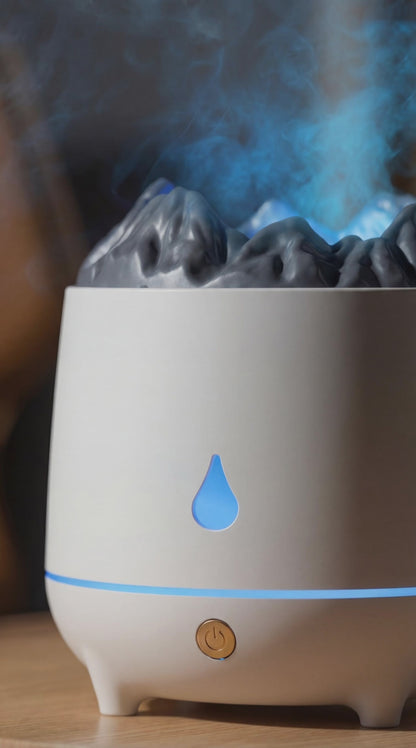 Umidificatore Vulcano con Effetto Fiamma - Diffusore Aromaterapia LED Design Creativo