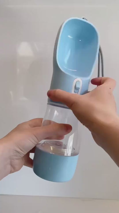 Dispenser Acqua Portatile per Cani 2in1 - Borraccia Viaggio con Contenitore Cibo
