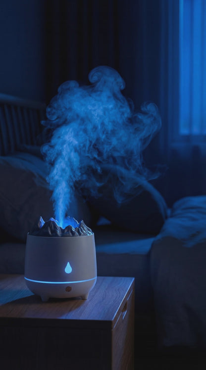 Umidificatore Vulcano con Effetto Fiamma - Diffusore Aromaterapia LED Design Creativo