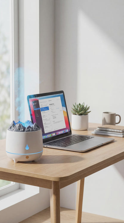 Umidificatore Vulcano con Effetto Fiamma - Diffusore Aromaterapia LED Design Creativo