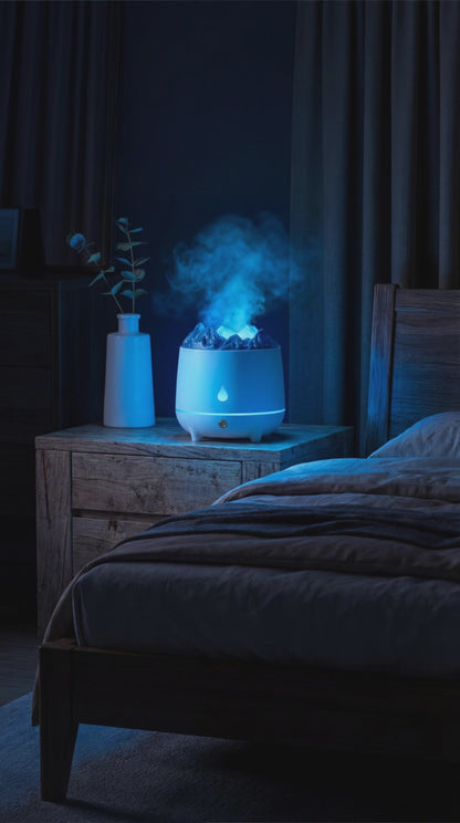 Umidificatore Vulcano con Effetto Fiamma - Diffusore Aromaterapia LED Design Creativo